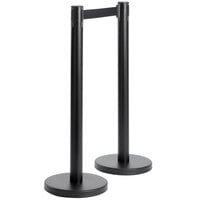 American Metalcraft RBSBL 35 1/4" Black Stanchion Set with 84" Belt and 2 Posts
