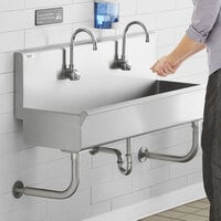 Regency 48 inch x 17 1/2 inch Single-Hole Multi-Station Hand Sink with 2 Hands-Free Sensor Faucets