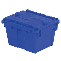 Orbis FP03 12" x 10" x 7" Stack-N-Nest Flipak Dark Blue Industrial Tote Box with Hinged Lockable Lid
