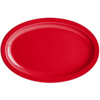 Acopa Foundations 12 3/4" x 8 1/2" Red Narrow Rim Melamine Oval Platter - 12/Case