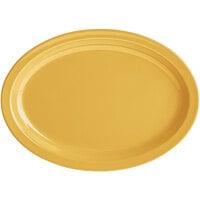 Acopa Foundations 13 1/4" x 9 1/2" Yellow Narrow Rim Melamine Oval Platter - 12/Case