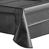 Choice 52" x 52" Black Solid Vinyl Table Cover with Flannel Back