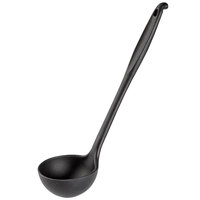 Tablecraft 10052 4 oz. Black Silicone-Coated Stainless Steel Serving Ladle with 9 5/8" Handle