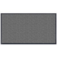 Lavex Needle Rib 2' x 3' Gray Antimicrobial PET Fiber Indoor Entrance Mat - 3/8 inch Thick