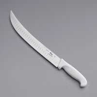 Choice 12" Granton Edge Cimeter Knife with White Handle