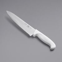 Choice 8" Serrated Chef Knife with White Handle