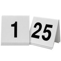 Cal-Mil 227 3" x 3" White / Black Double-Sided Number Table Tents - 1 to 25