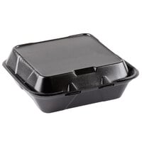 Genpak SN240-BK 8" x 8" x 3" Black Foam Container with Hinged Lid - 200/Case