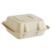 Tellus Products 8" x 8" No PFAS Added Natural Bagasse Clamshell Container - 200/Case