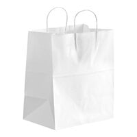 Choice 10 inch x 6 3/4 inch x 12 inch White Paper Customizable Shopping Bag with Handles - 250/Case