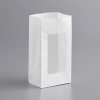 Choice 3" x 9 5/8" 4 lb. White Paper Cookie / Coffee / Donut Bag with Polyethylene Window - 50/Pack