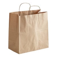 Choice 13 inch x 7 inch x 13 inch Natural Kraft Paper Customizable Shopping Bag with Handles - 250/Case