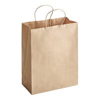 Choice 10" x 5" x 13" Natural Kraft Paper Customizable Shopping Bag with Handles - 250/Case