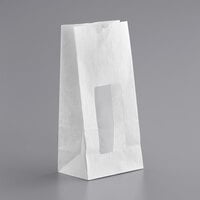 Choice 6" x 12 1/2" 8 lb. White Paper Cookie / Coffee / Donut Bag with Window - 50/Pack