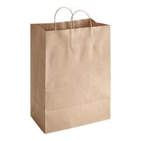 Choice 13 inch x 7 inch x 17 inch Natural Kraft Paper Customizable Shopping Bag with Handles - 250/Case