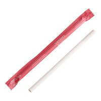 Sorbos 7 1/2" Edible Strawberry Flavored Paper Wrapped Straw - 200/Case