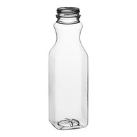 12 oz. Customizable Square Carafe PET Clear Juice Bottle - 198/Bag