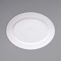 Fortessa 6200.F0000.25 Ilona 14 1/4" x 10 7/8"Bright White Oval Wide Rim China Platter - 12/Case