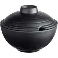GET B-480-BK Nara 36 oz. Black Matte Round Melamine Bowl with Lid - 12/Case