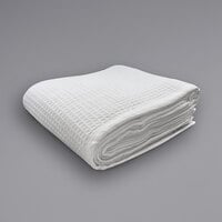 Oxford Full Size White Cotton Jaipur Thermal Honeycomb Hotel Blanket - 6/Case