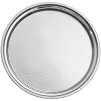 Acopa 13" Round Hammered Stainless Steel Catering Tray / Platter