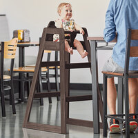 Lancaster Table & Seating Unassembled Bar Height Wooden High Chair with Espresso Finish