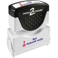 Accustamp "FOR DEPOSIT ONLY" Red / Blue Pre-Inked Shutter Stamp