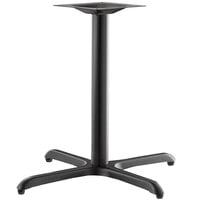 Lancaster Table & Seating Excalibur 33" x 33" Cross Black Outdoor Table Base with Standard Height Column and FLAT Tech Equalizer Table Levelers