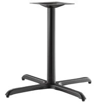 Lancaster Table & Seating Excalibur 36" x 36" Cross Black Outdoor Table Base with Standard Height Column and FLAT Tech Equalizer Table Levelers