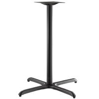 Lancaster Table & Seating Excalibur 36" x 36" Cross Black Outdoor Table Base with Bar Height Column and FLAT Tech Equalizer Table Levelers