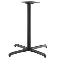 Lancaster Table & Seating Excalibur 36" x 36" Cross Black Outdoor Table Base with Counter Height Column and FLAT Tech Equalizer Table Levelers