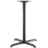 Lancaster Table & Seating Excalibur 33" x 33" Cross Black Outdoor Table Base with Bar Height Column and FLAT Tech Equalizer Table Levelers