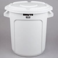 Rubbermaid BRUTE 10 Gallon / 160 Cup White Round Ingredient Storage Bin with Lid