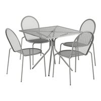 Lancaster Table & Seating Harbor Gray 36" Square Outdoor Standard Height Table with Modern Legs and 4 Side Chairs