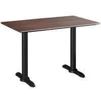 Lancaster Table & Seating Excalibur 27 1/2" x 47 3/16" Rectangular Table with Textured Walnut Finish and Two End Outdoor Base Plates