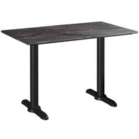 Lancaster Table & Seating Excalibur 27 1/2" x 47 3/16" Rectangular Table with Smooth Paladina Finish and Two End Outdoor Base Plates