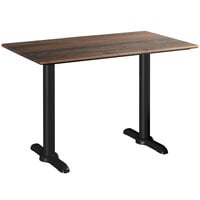 Lancaster Table & Seating Excalibur 27 1/2" x 47 3/16" Rectangular Standard Height Table with Textured Farmhouse Finish and Two End Outdoor Base Plates