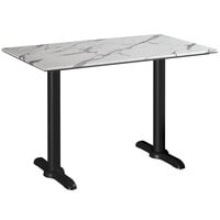 Lancaster Table & Seating Excalibur 27 1/2" x 47 3/16" Rectangular Table with Smooth Versilla Finish and Two End Outdoor Base Plates