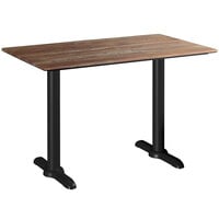 Lancaster Table & Seating Excalibur 27 1/2" x 47 3/16" Rectangular Table with Textured Yukon Oak Finish and Two End Outdoor Base Plates