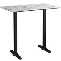 Lancaster Table & Seating Excalibur 27 1/2" x 47 3/16" Rectangular Bar Height Table with Smooth Versilla Finish and Two End Outdoor Base Plates