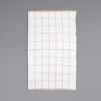 Monarch Brands Cooks Linen 15" x 25" Tan Windowpane Pattern 32 oz. 100% Cotton Terry Kitchen Towel - 12/Pack