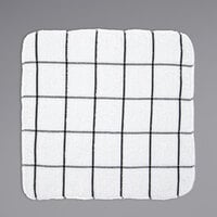 Monarch Brands Cooks Linen 12" x 12" Black Windowpane Pattern 16 oz. 100% Cotton Terry Dish Cloth - 12/Pack