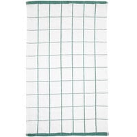 Monarch Brands Cooks Linen 15" x 25" Green Windowpane Pattern 32 oz. 100% Cotton Terry Kitchen Towel - 12/Pack