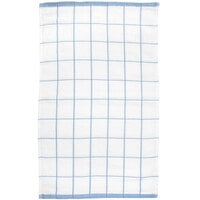 Monarch Brands Cooks Linen 15" x 25" Blue Windowpane Pattern 32 oz. 100% Cotton Terry Kitchen Towel - 12/Pack