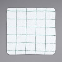 Monarch Brands Cooks Linen 12" x 12" Green Windowpane Pattern 16 oz. 100% Cotton Terry Dish Cloth - 12/Pack