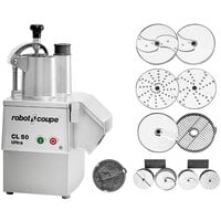 Robot Coupe CL50 Ultra Tex-Mex Dice Continuous Feed Food Processor with 6 Discs, Dice Cleaning & Wall Holder Kits - 1 1/2 hp