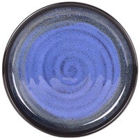 Elite Global Solutions B190080-CD Monet 8" Cobalt Reactive Glaze Raised Rim Melamine Plate - 6/Case