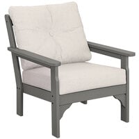 POLYWOOD GN23GY-152939 Vineyard Slate Grey / Natural Linen Deep Seating Chair