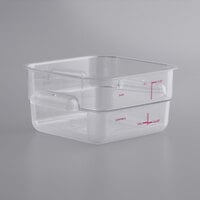 Vigor 2 Qt. Allergen-Free Clear Square Polycarbonate Food Storage Container