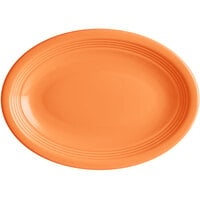 Acopa Capri 9 3/4" x 7" Valencia Orange Oval Stoneware Coupe Platter - 12/Case